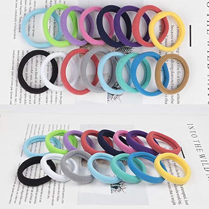 XIMA 60pcs Nylon Elastic Hair Ties Hair Ties Bands Rope No Crease Elastic Fabric Large Stretch Ouchless Ponytail Holders (60pcs-Mix 20colors(HT007)) - Image 4
